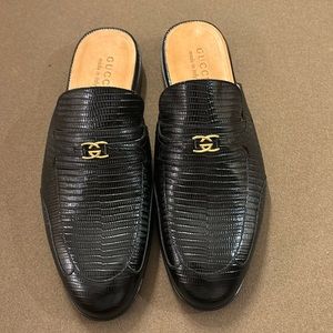 New Gucci Lizard Leather interlocking G’s slippers